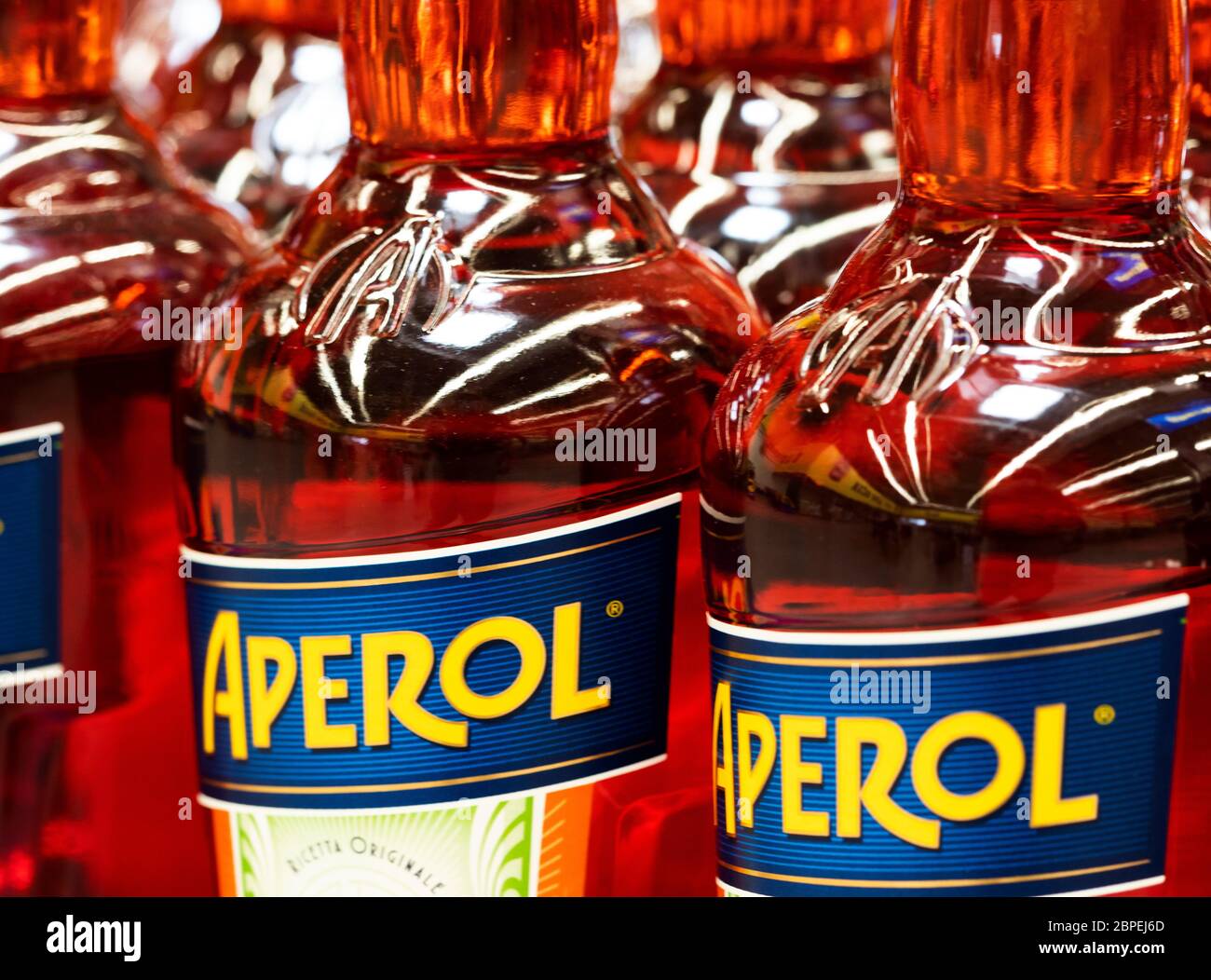 Aperol Bottles in the store Stock Photo Alamy