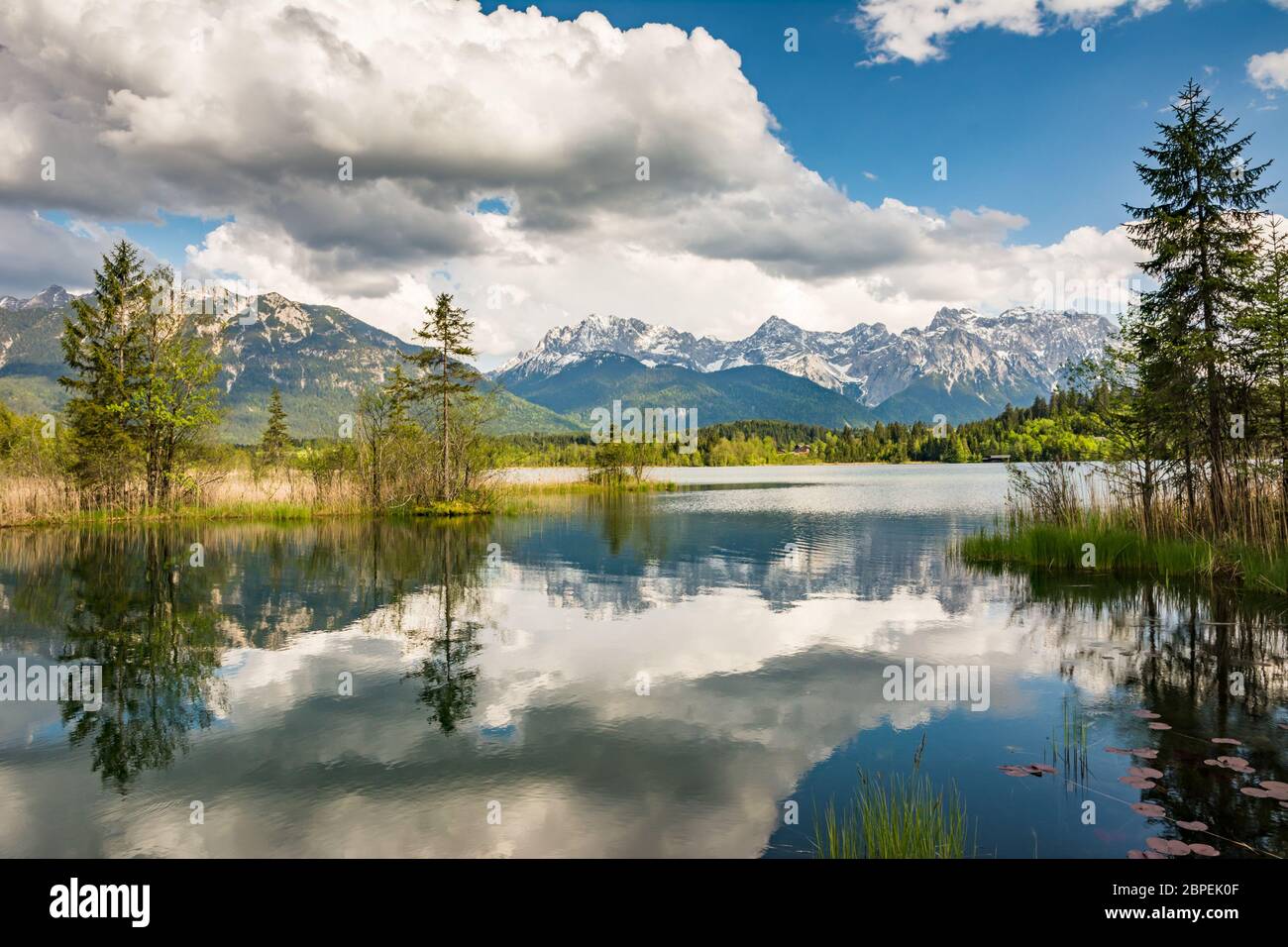 Mountains at lake Barmsee in the alps of Bavaria Stock Photo - Alamy