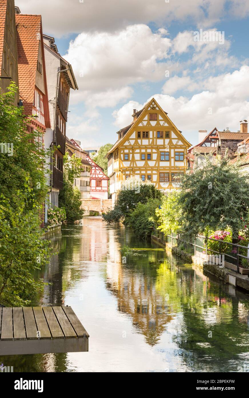 The historic Fischerviertel (fishermen's quarter) in the historic old town of Ulm (Germany) Stock Photo