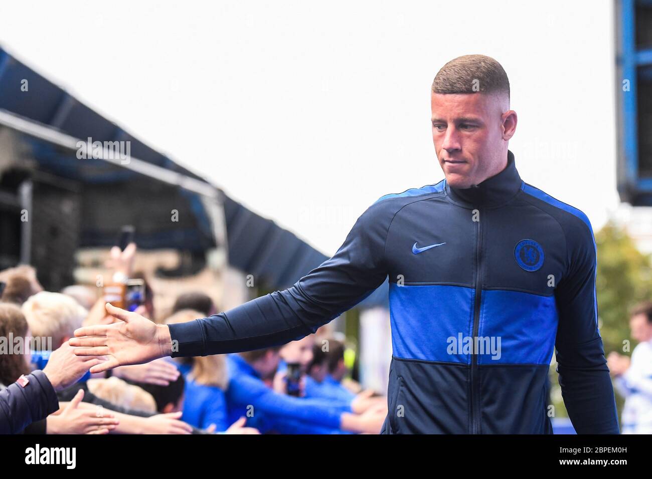 LONDON, ENGLAND - SEPTEMBER 22, 2019: Ross Barkley of Chelsea arrives at the stadium for the 2019/20 Premier League game between Chelsea FC and Liverpool FC at Stamford Bridge. Stock Photo