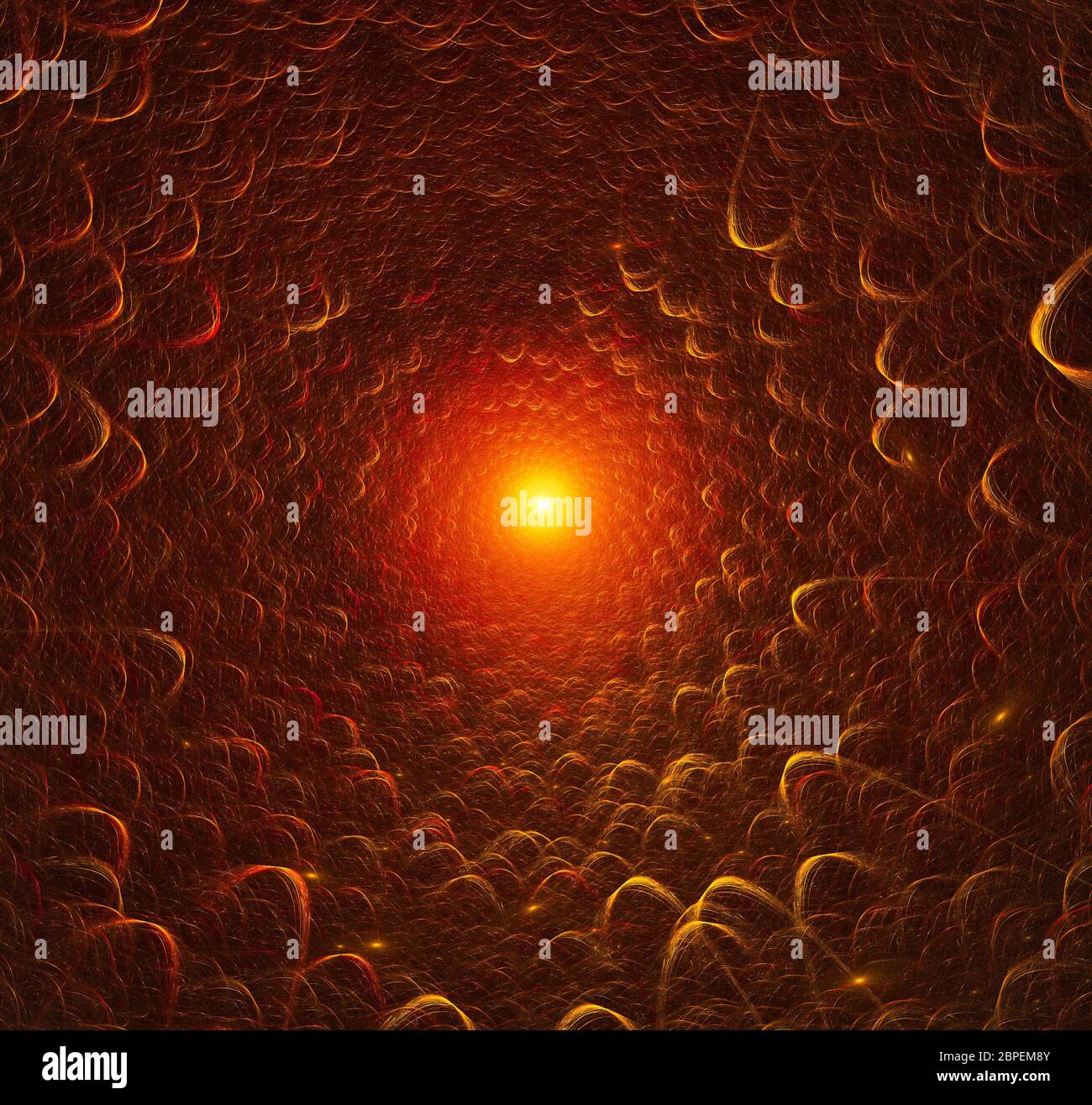 Moving through a tunnel toward a light source Stock Photo
