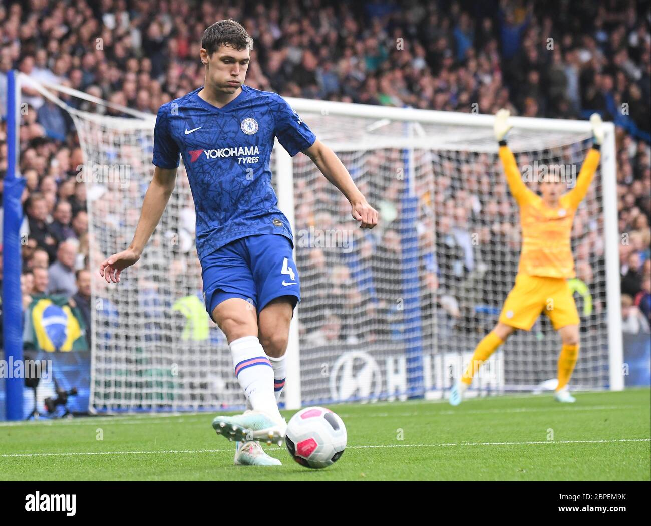 LONDON, ENGLAND - SEPTEMBER 22, 2019: Andreas Christensen of Chelsea pictured during the 2019/20 Premier League game between Chelsea FC and Liverpool FC at Stamford Bridge. Stock Photo