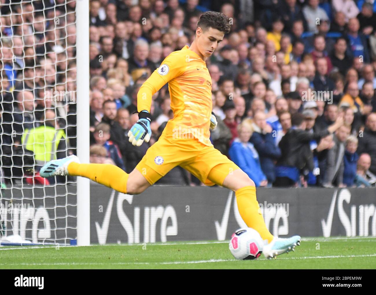 LONDON, ENGLAND - SEPTEMBER 22, 2019: Kepa Arrizabalaga of Chelsea pictured during the 2019/20 Premier League game between Chelsea FC and Liverpool FC at Stamford Bridge. Stock Photo