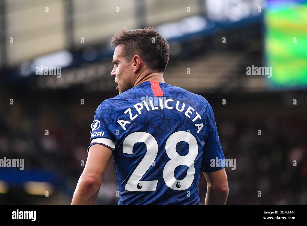 LONDON, ENGLAND - SEPTEMBER 22, 2019: Cesar Azpilicueta of Chelsea pictured during the 2019/20 Premier League game between Chelsea FC and Liverpool FC at Stamford Bridge. Stock Photo