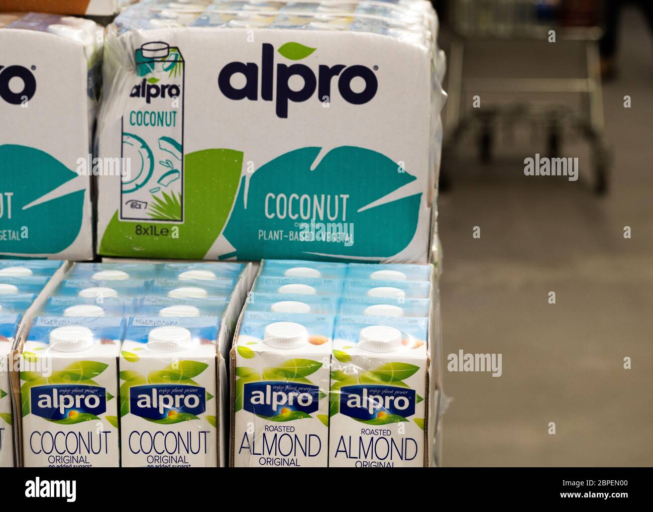 Alpro Coconut Milk Packaging in the store Stock Photo Alamy