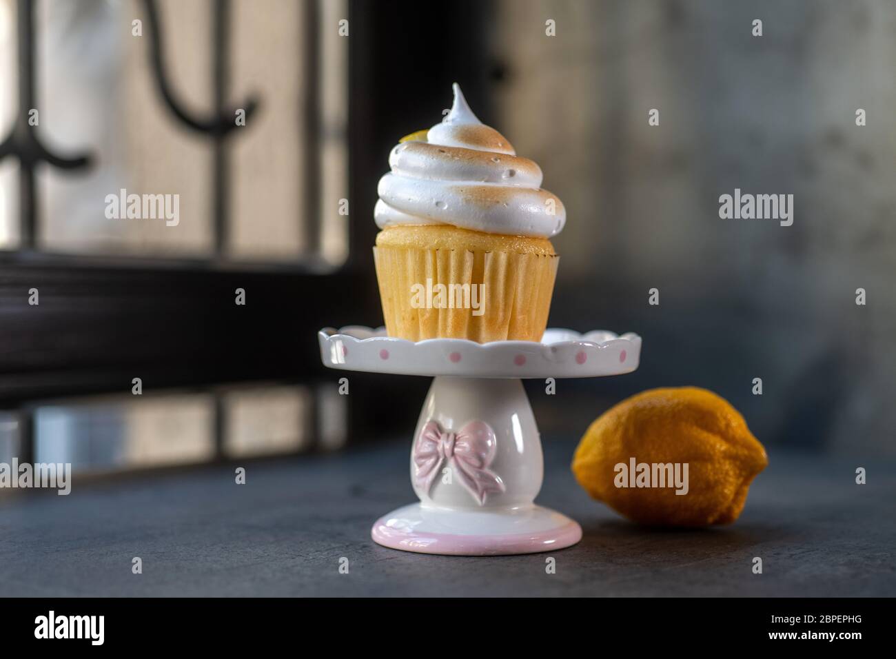 Cupcake on a wood table Stock Photo