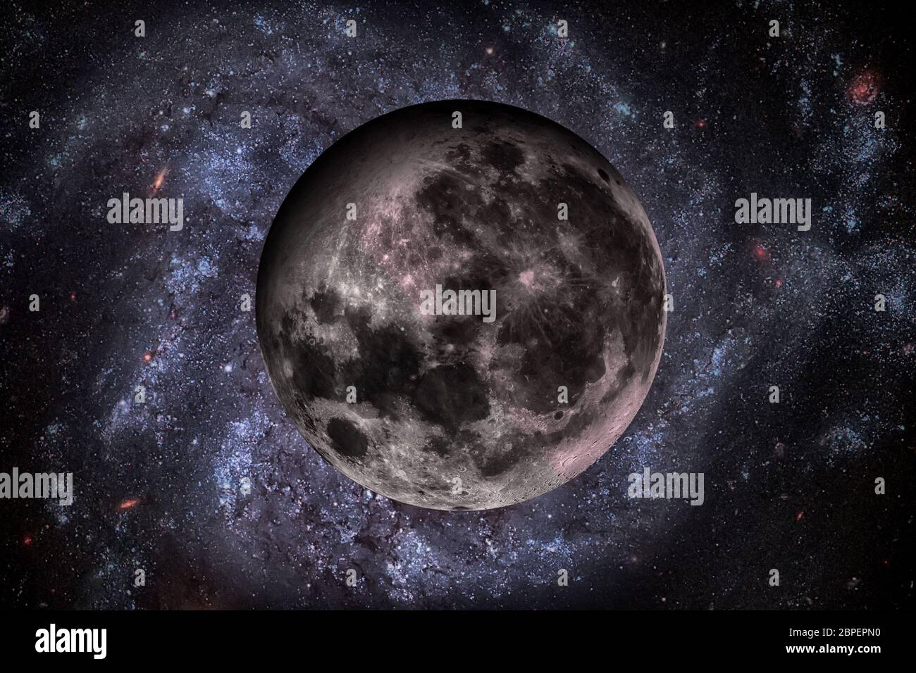 Solar System - Earths Moon. The Moon is Earth's only natural satellite. It is one of the largest natural satellites in the Solar System. Elements of t Stock Photo