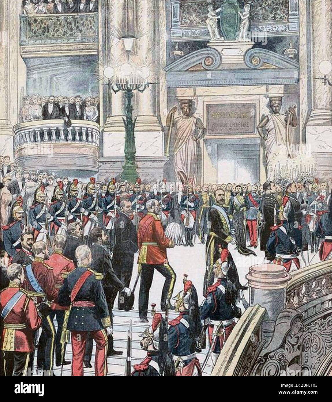 KING EDWARD VII (1841-1910) arrives at the Paris Opera in 1903 Stock Photo