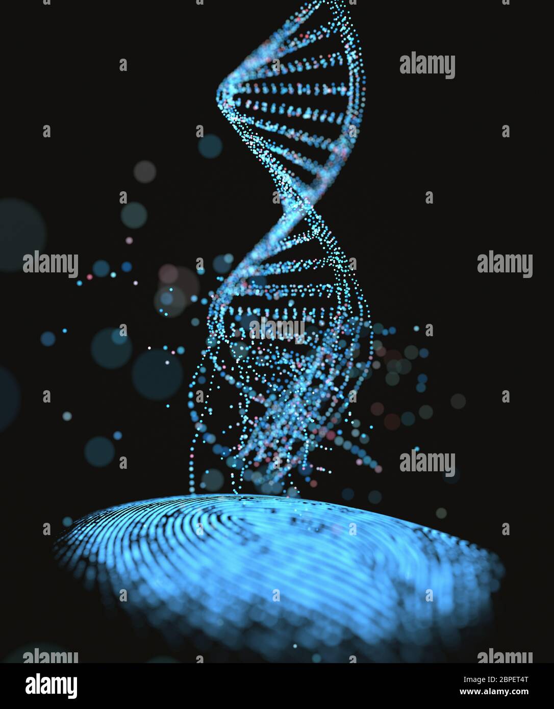 Coding Dna Picture 3D illustration. Genetic code DNA coming out of the fingerprint Stock ...