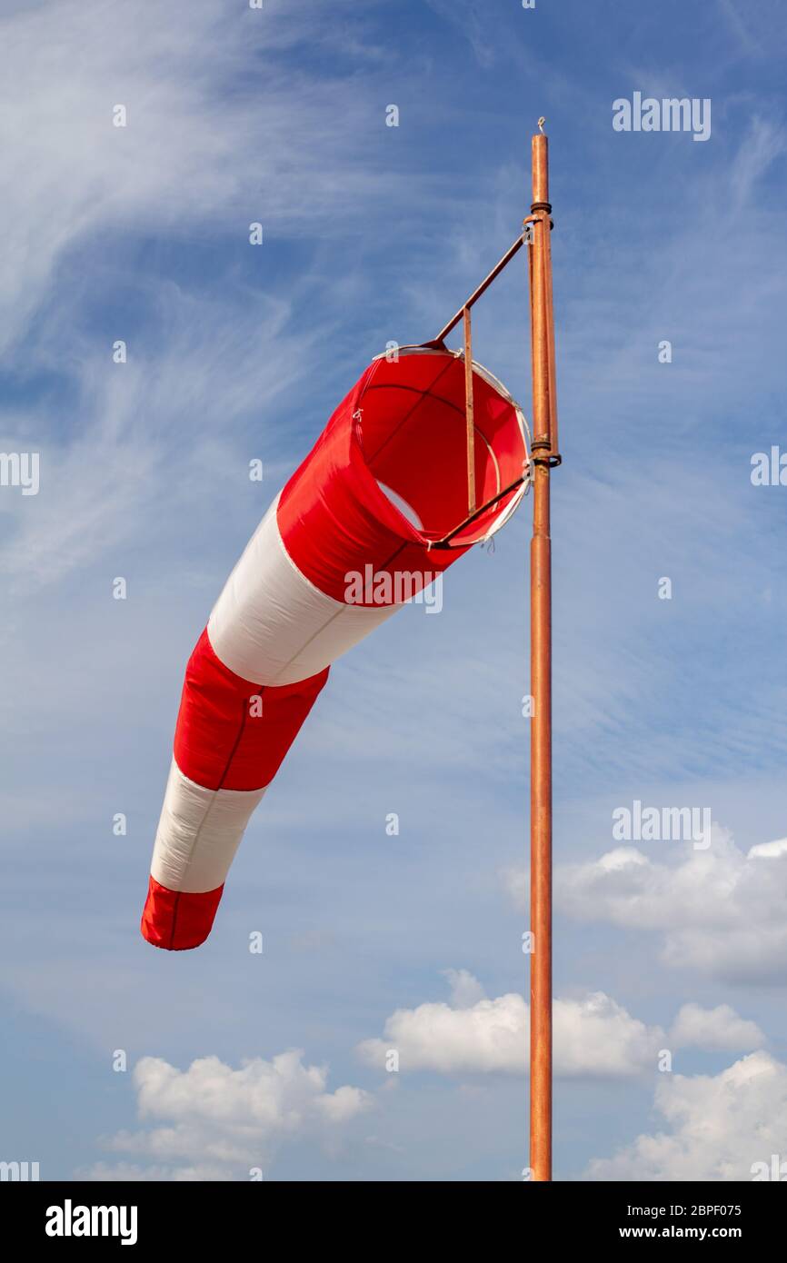 Wind sock, Air field direction and wind speed sign and a wind force