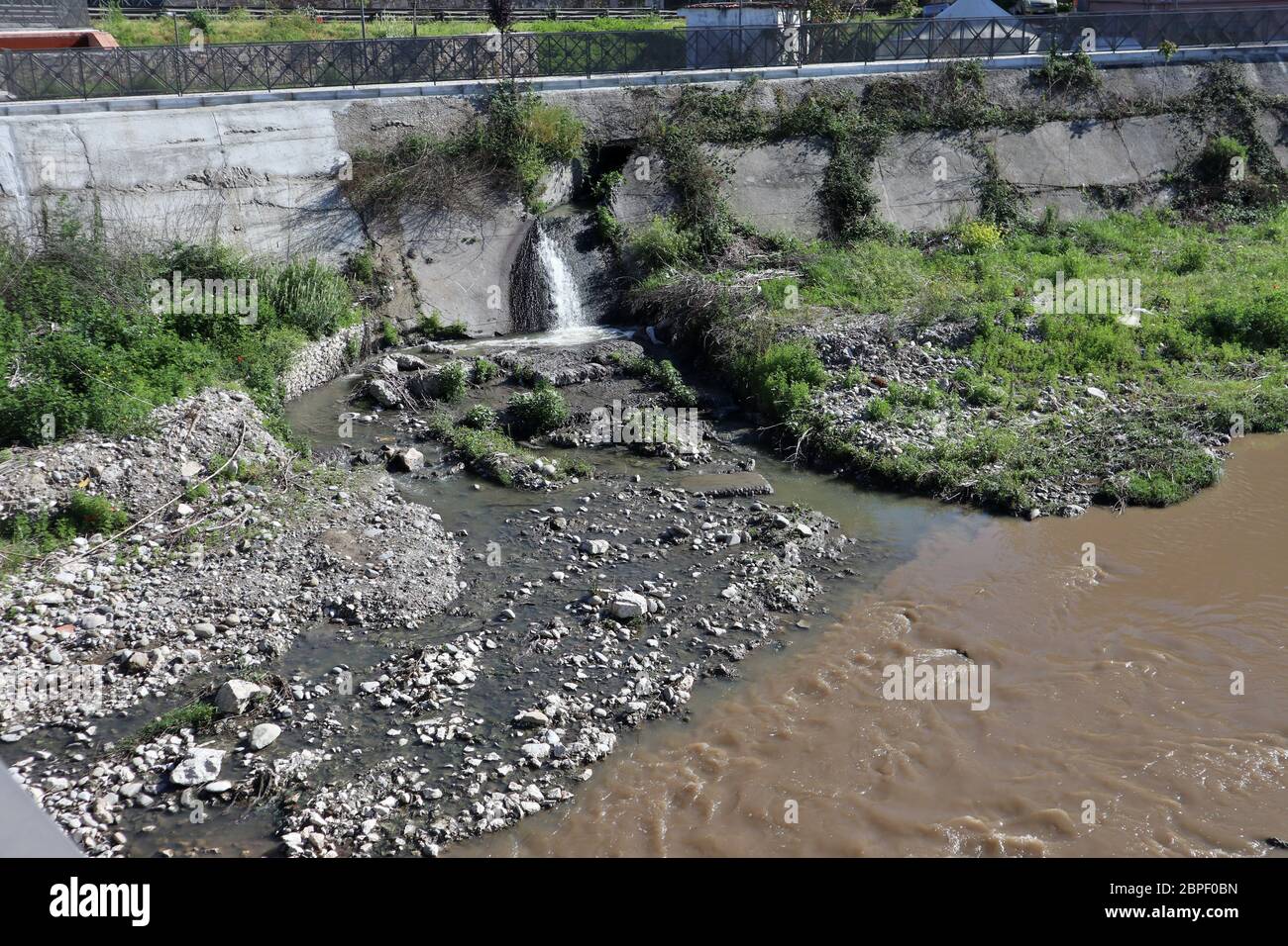 Benevento - Scarico nel fiume Sabato Stock Photo