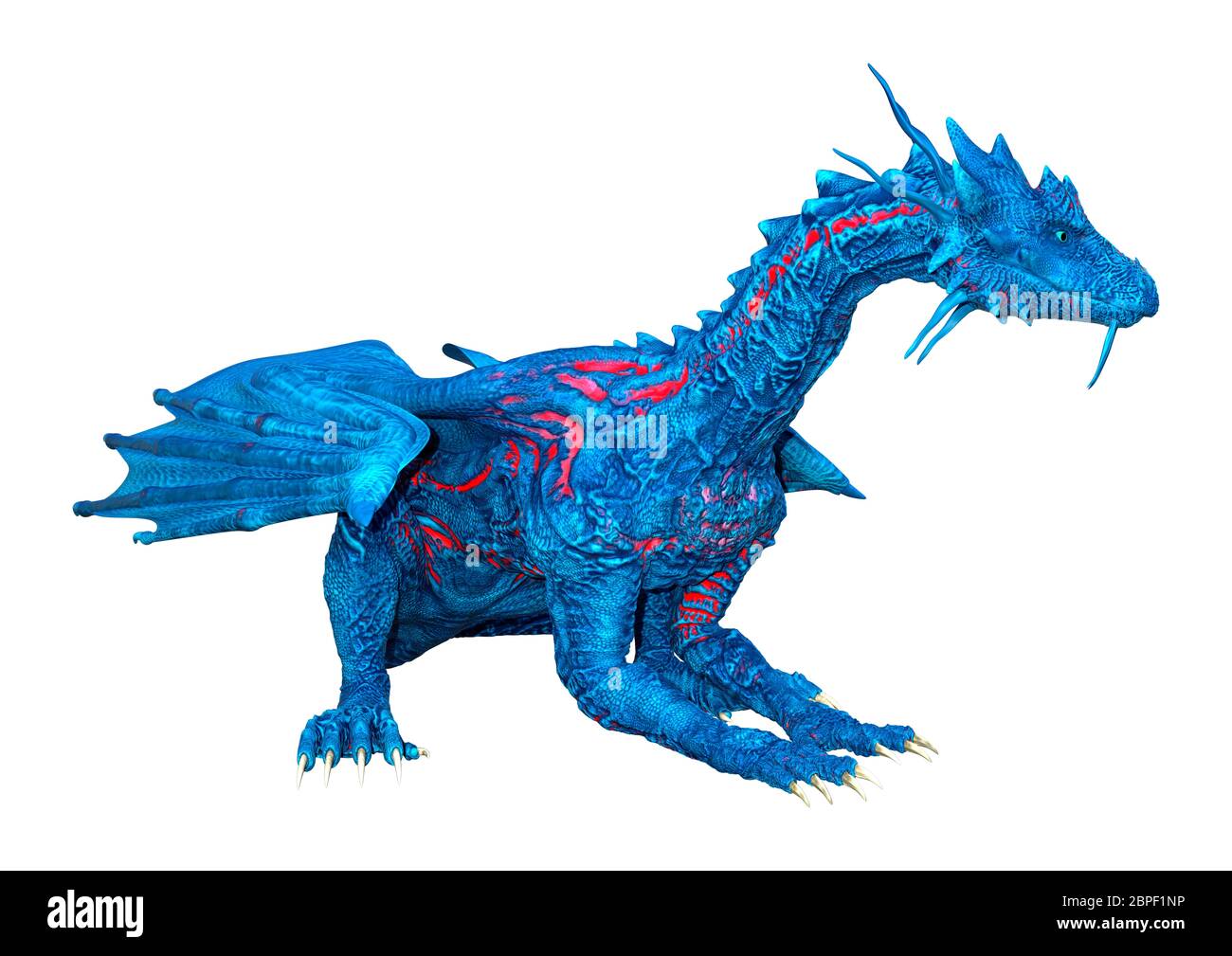 3D rendering of a blue fantasy dragon isolated on white background ...