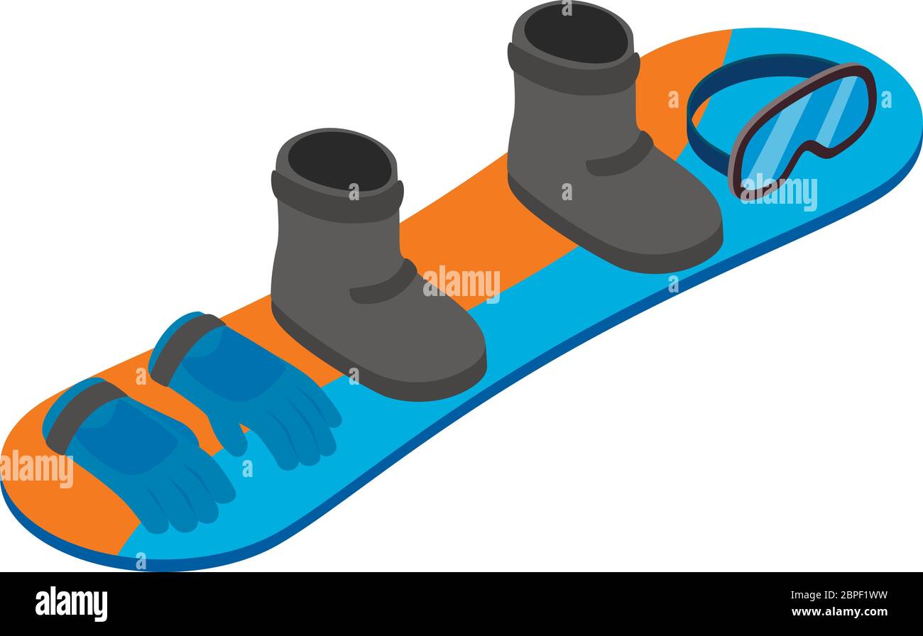 Snowboard equipment icon, isometric style Stock Vector