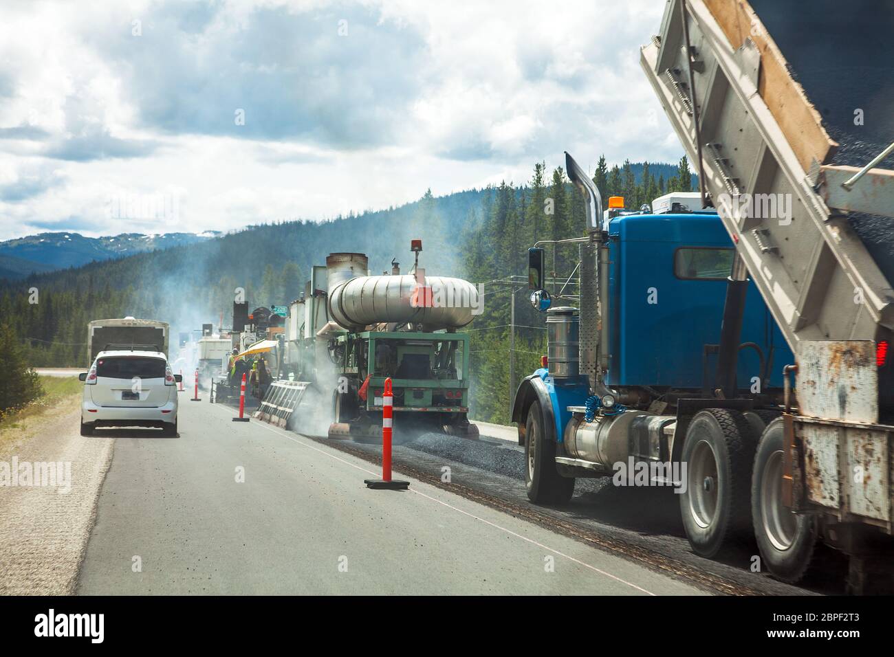 Straßenbaustelle in Britisch Columbia Kanada Stock Photo