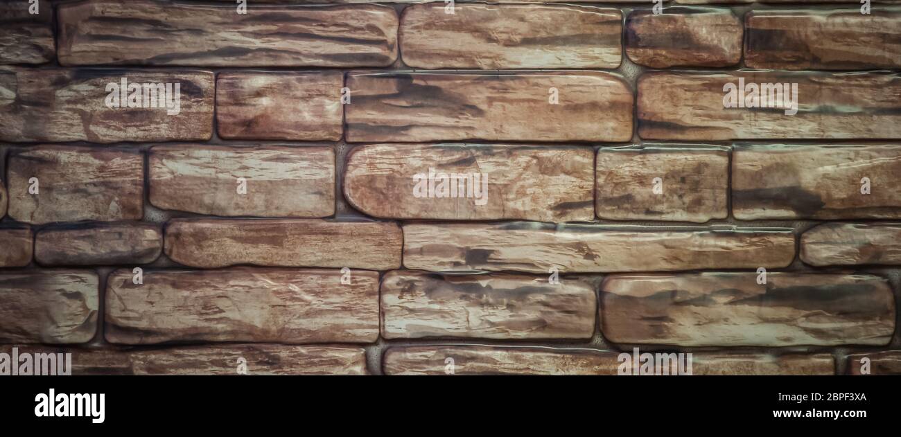 Background from a brick wall illuminated with light. Stock Photo