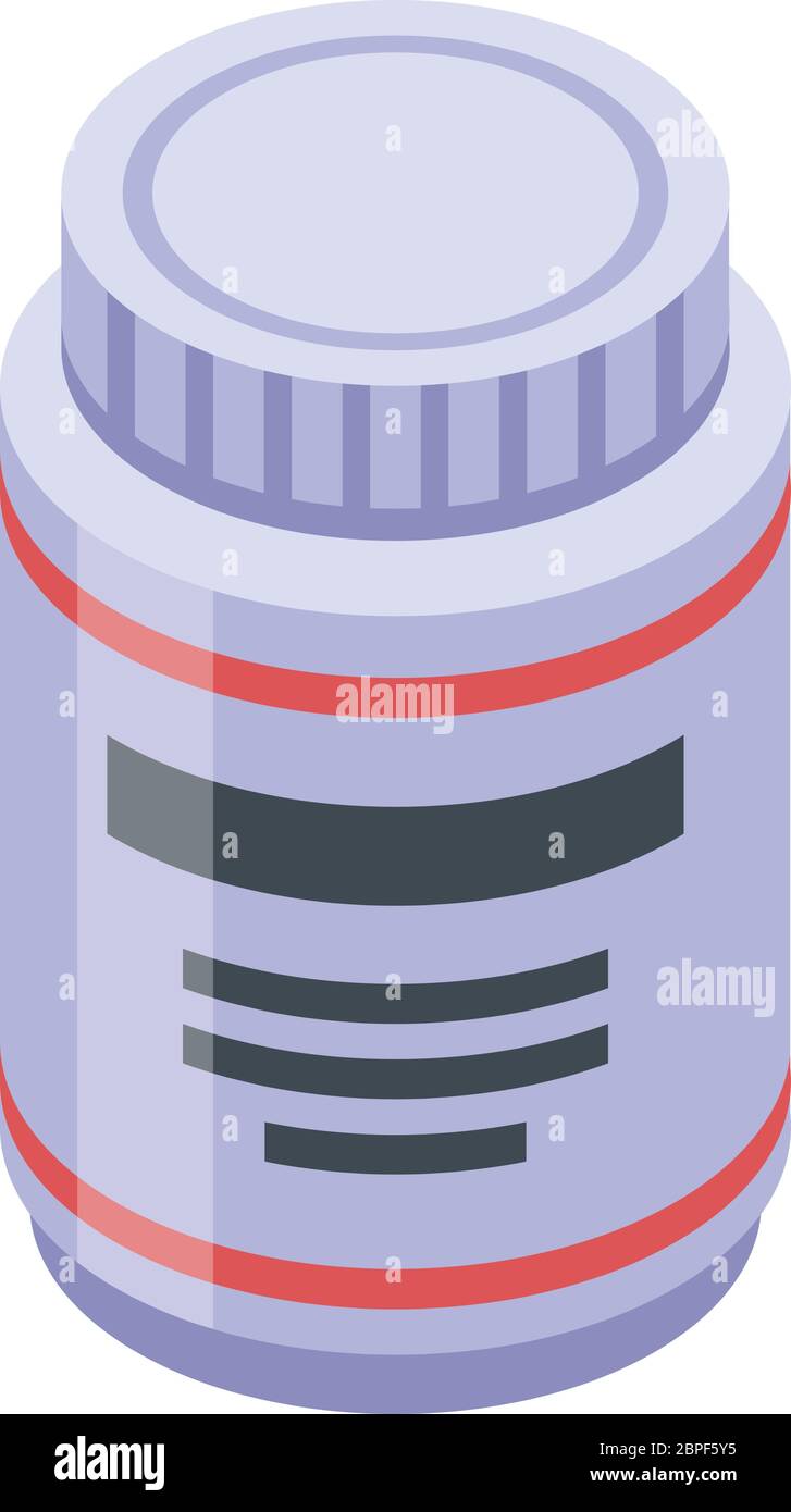 Heart pill jar icon, isometric style Stock Vector