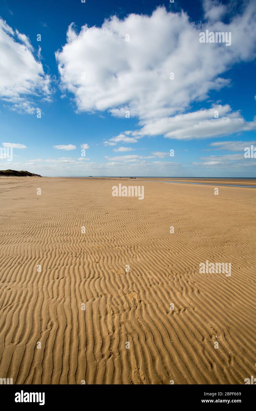 Town of Formby, England. Picturesque view of Formby Beach at Low Tide. Stock Photo