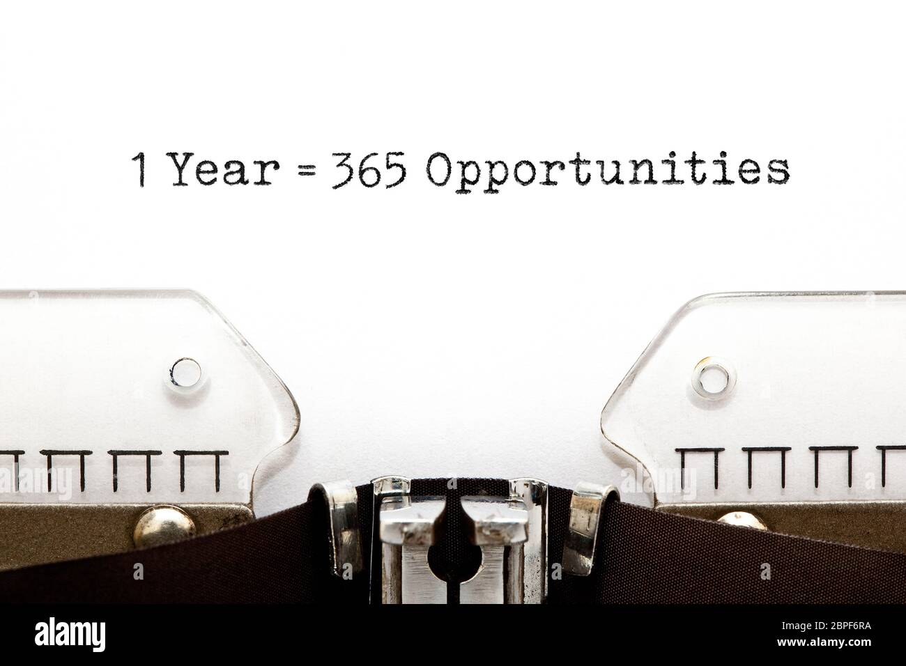 New Year Motivational Message 1 Year 365 Opportunities Typed On Retro Typewriter Stock Photo Alamy