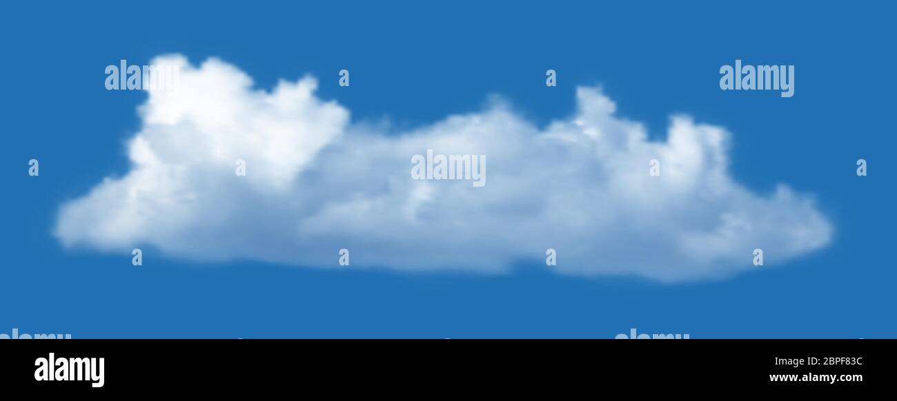 Realistic cloud over blue sky background. Vector illustration. Stock Vector