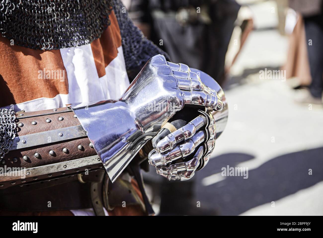 Metal medieval knight glove, protective detail for a gentleman Stock