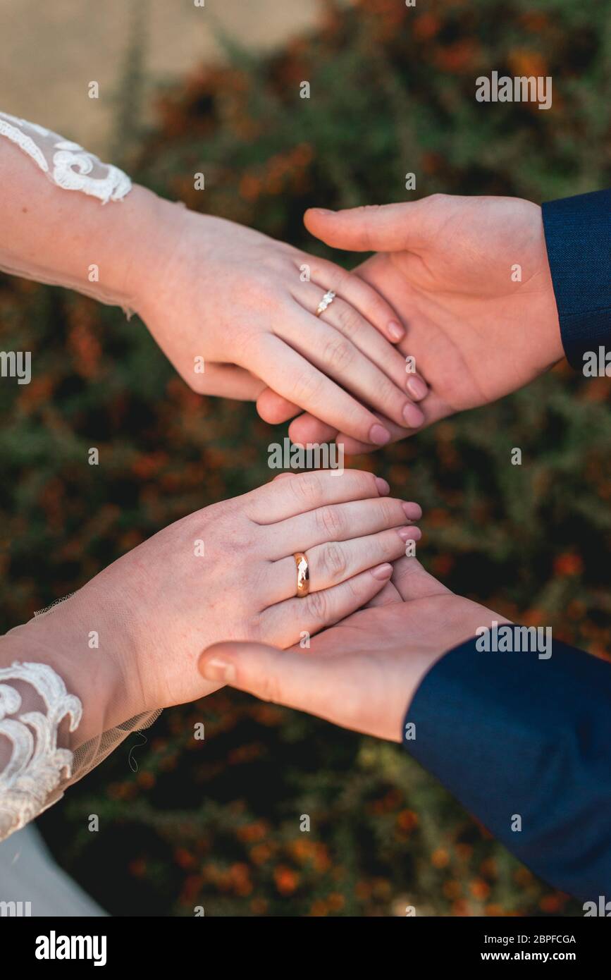 Wedding couple holding hands closeup. Woman`s ring closeup… | Flickr
