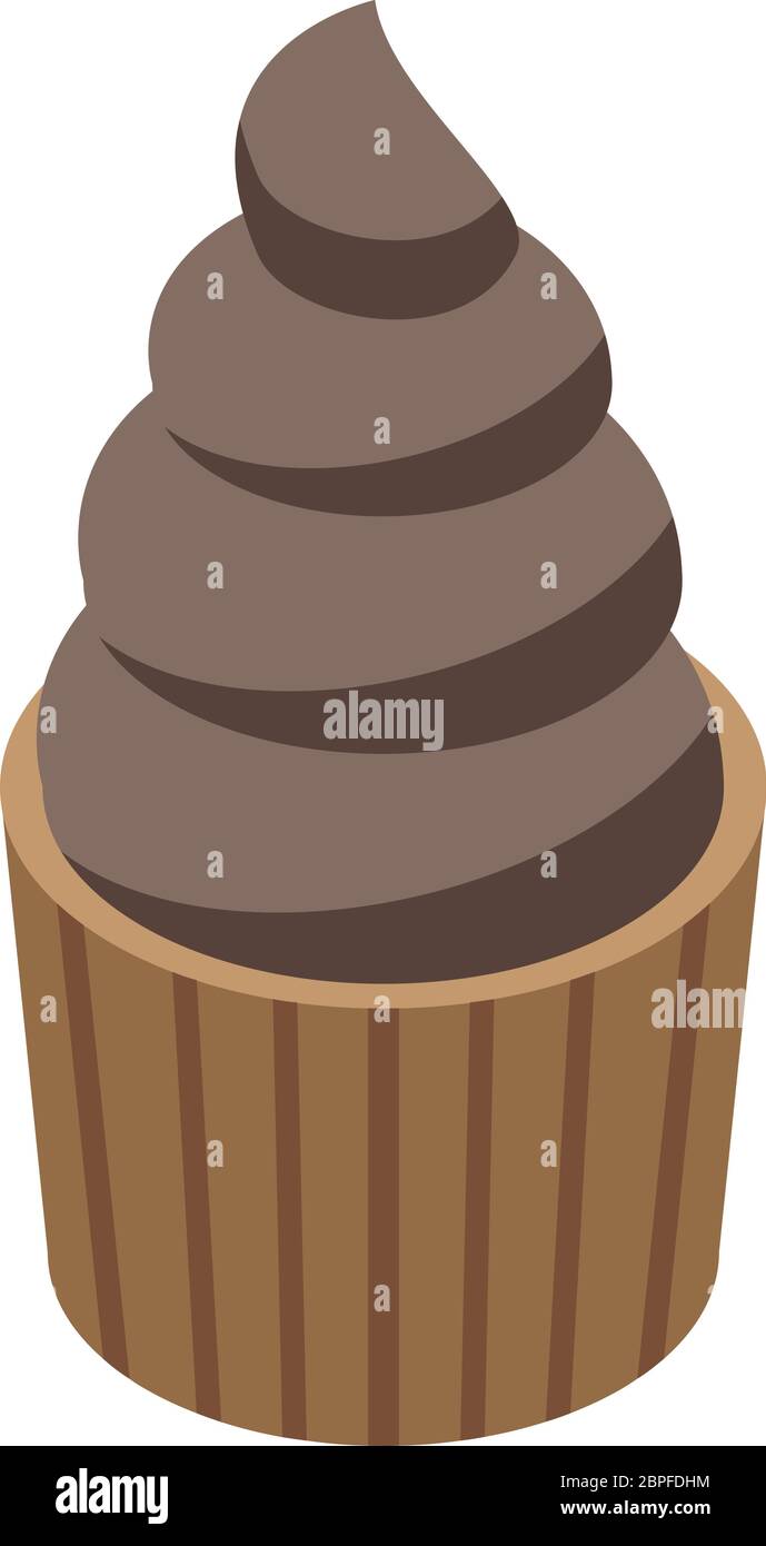 Chocolate cupcake icon, isometric style Stock Vector