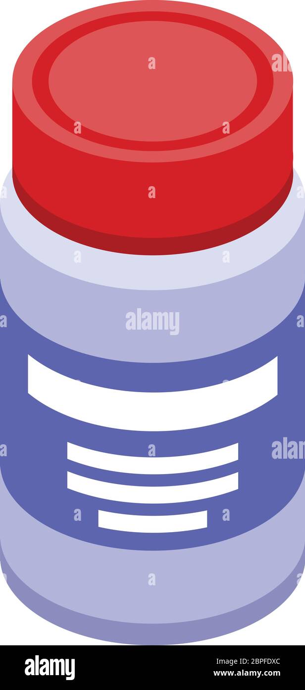 Animal pill jar icon, isometric style Stock Vector