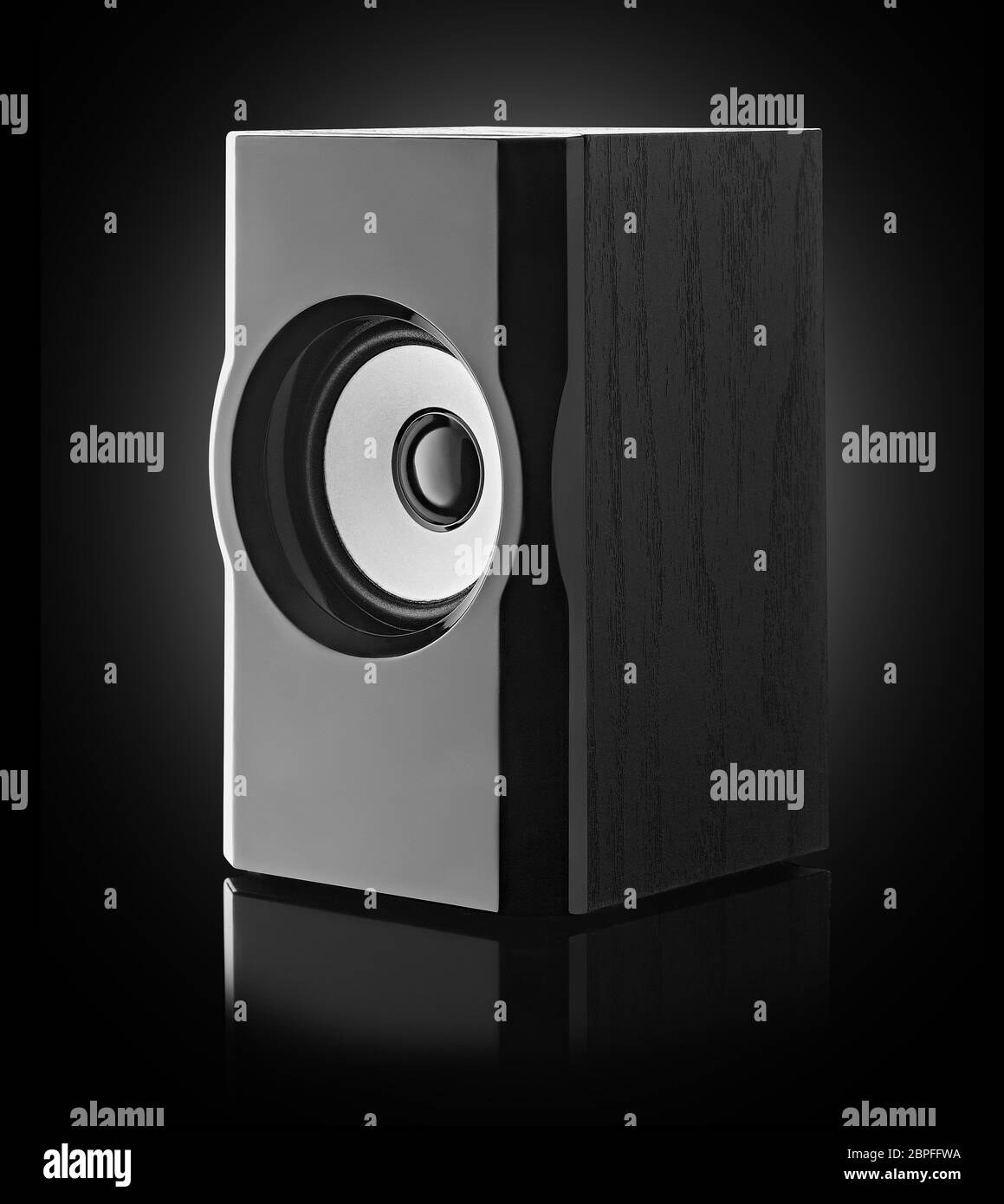 black music speaker on a black background Stock Photo