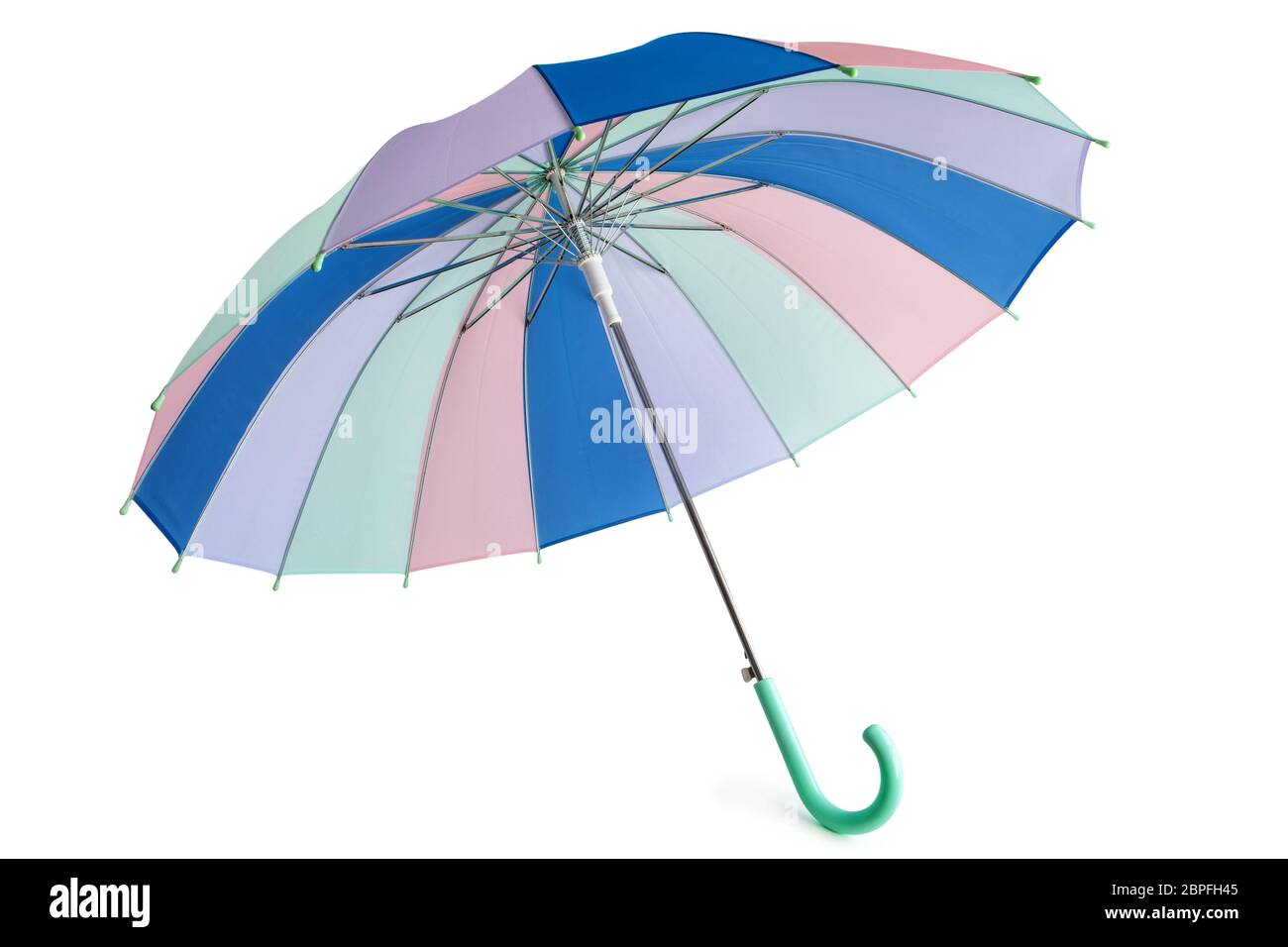 Pastel colored umbrella isolated on white background Stock Photo Alamy