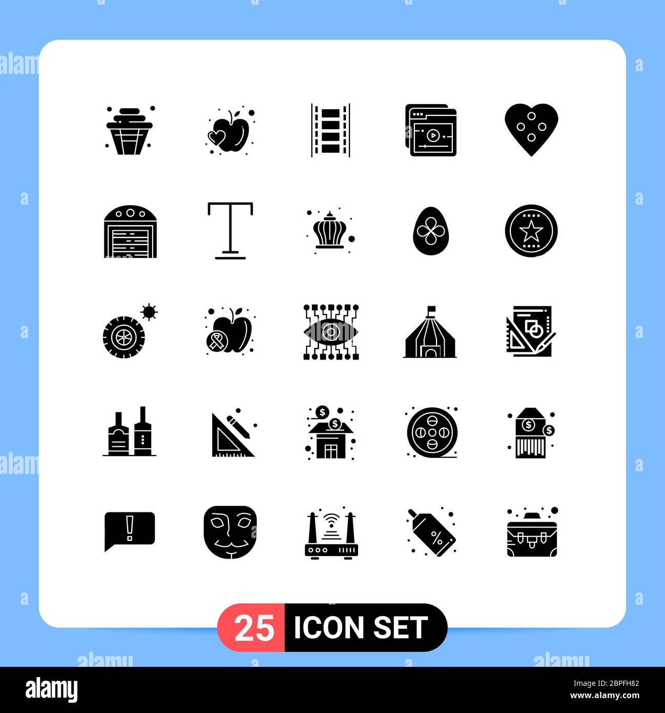 Mobile Interface Solid Glyph Set of 25 Pictograms of dressmaking, button, animation, study, education Editable Vector Design Elements Stock Vector