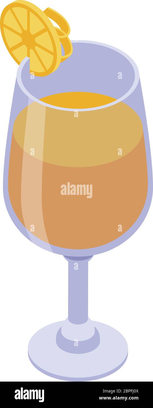 Orange slice cocktail icon, isometric style Stock Vector