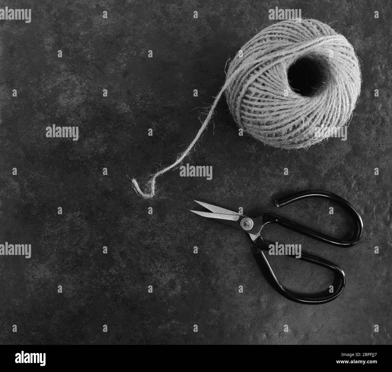 Ball of Brown String and Scissors on White Background Stock Photo - Alamy
