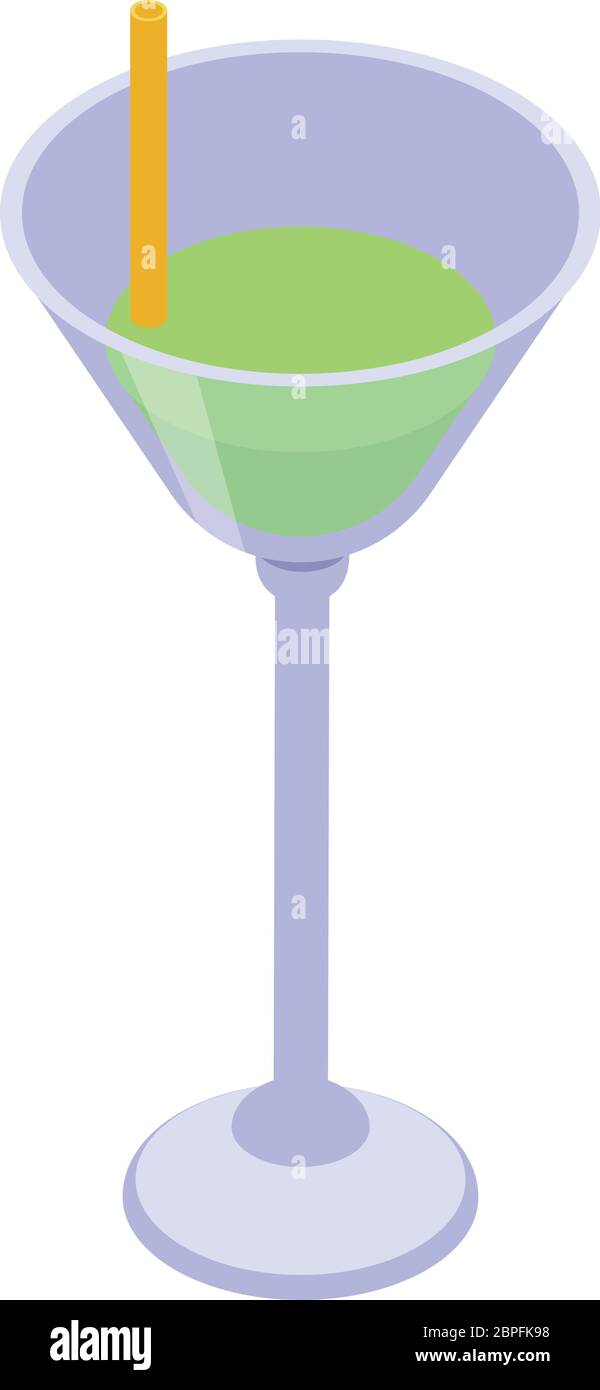 Green cocktail icon, isometric style Stock Vector