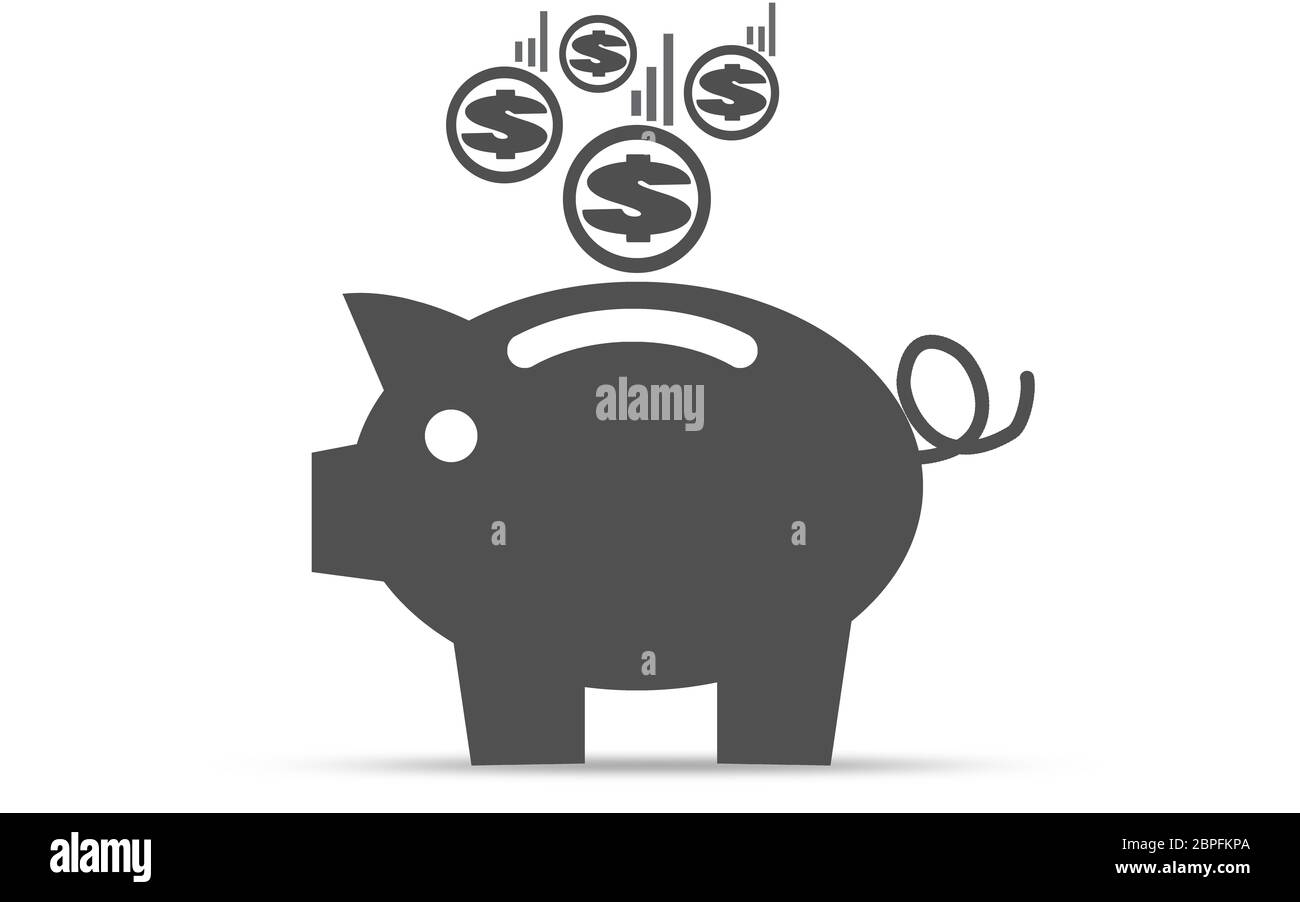 Piggy bank icon isolated on white, 3D rendering Stock Photo - Alamy