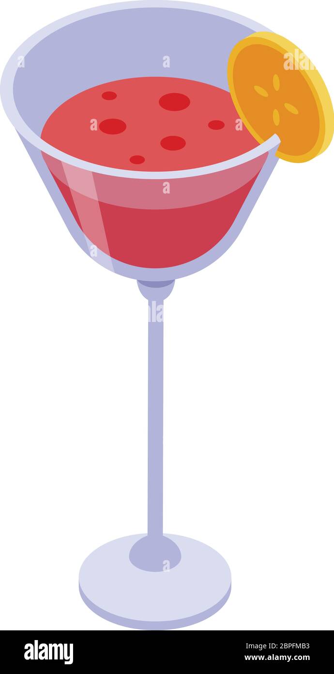 Barbados cocktail icon, isometric style Stock Vector