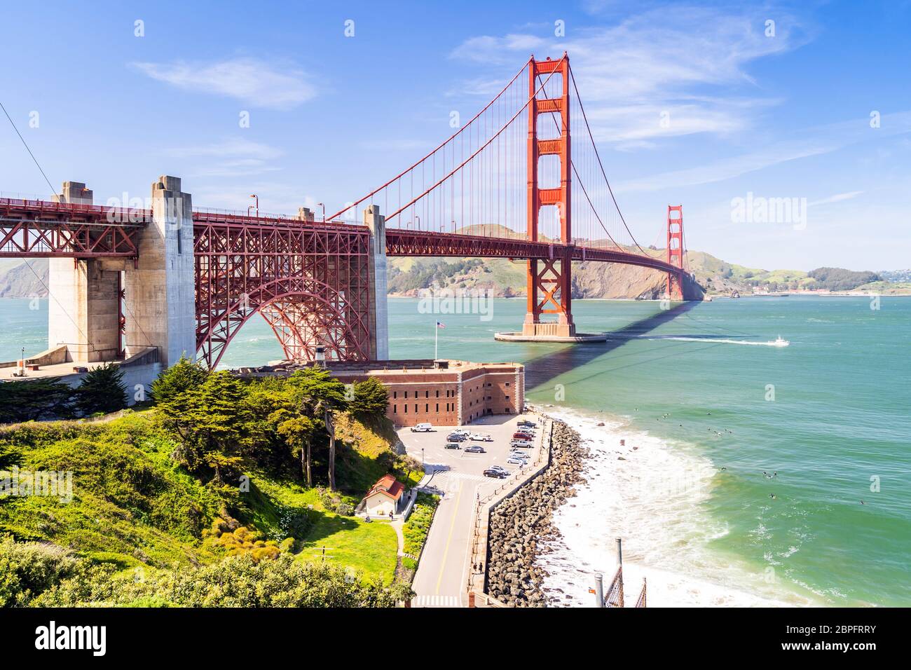 Golden Gate bridge in San Francisco California USA West Coast of Pacific Ocean Stock Photo