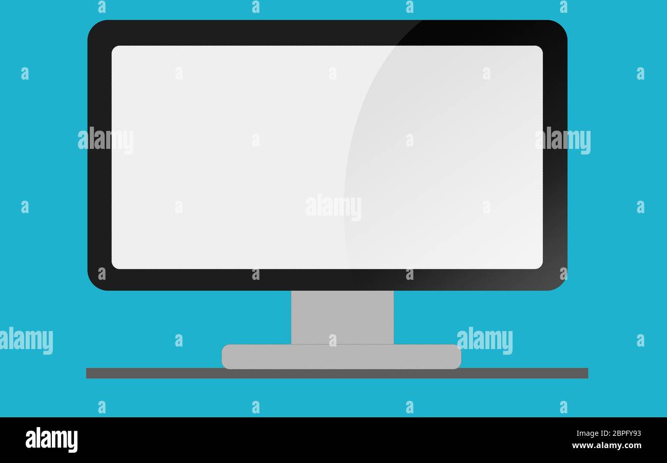 Computer screen display isolated on blue background, 3D rendering Stock ...
