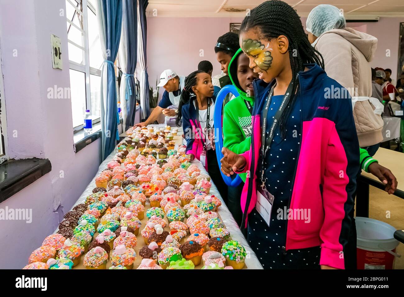 Johannesburg, South Africa March 24, 2018 African children receiving