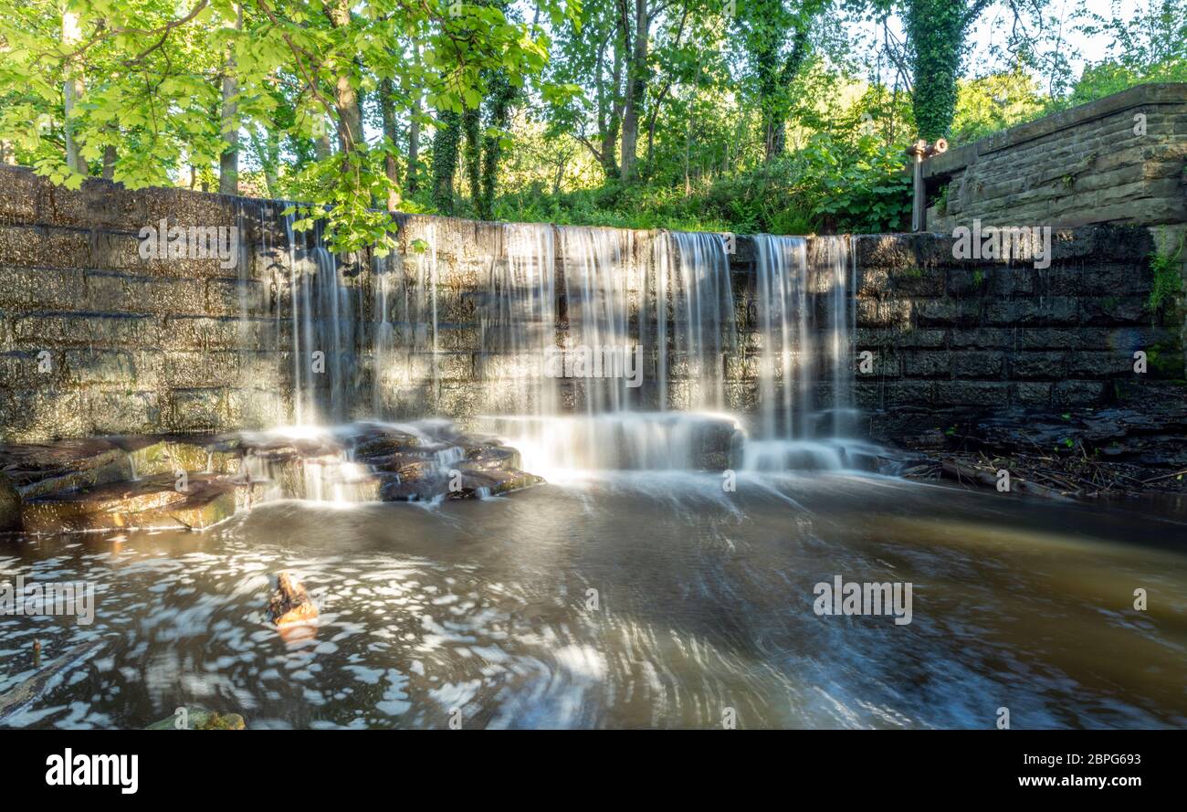 Magdale Waterfall near Honley in West Yorkshire Stock Photo