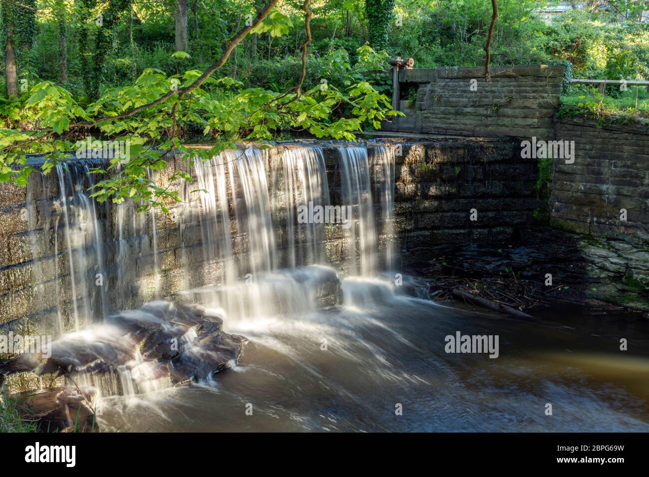 Magdale Waterfall near Honley in West Yorkshire Stock Photo