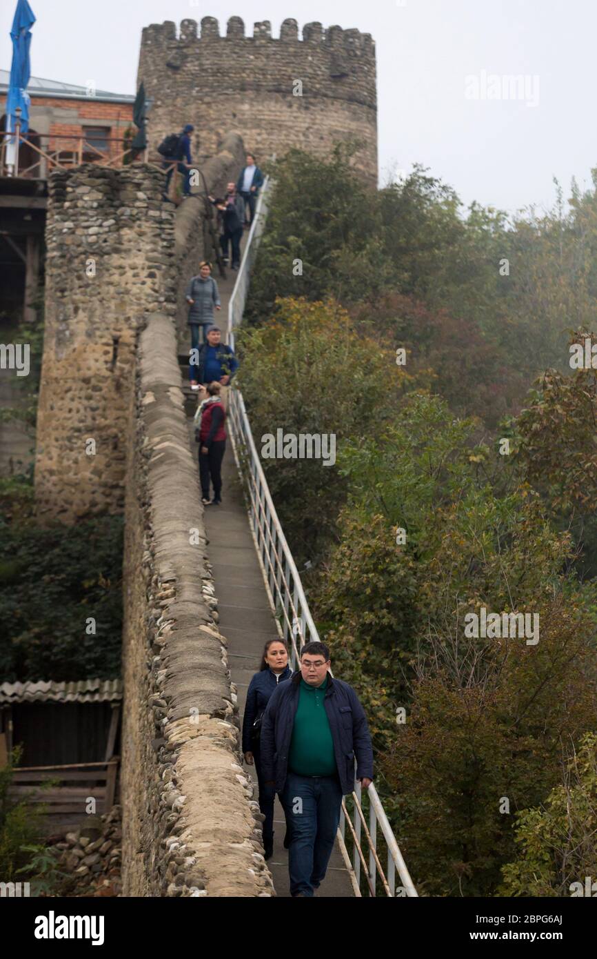 Signagi city walls guard the Eastern Georgian town, which is a magnet for tourism both domestic and international. Stock Photo