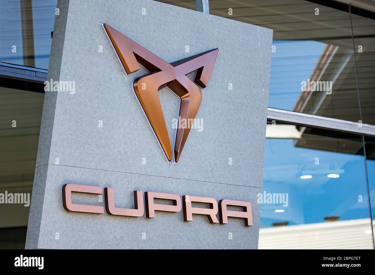 Osnabrueck, Germany May 17th 2020: Symbolic images - 2020 Cupra, logo, lettering, feature / symbol / symbolfoto / characteristic / detail / | usage worldwide Stock Photo