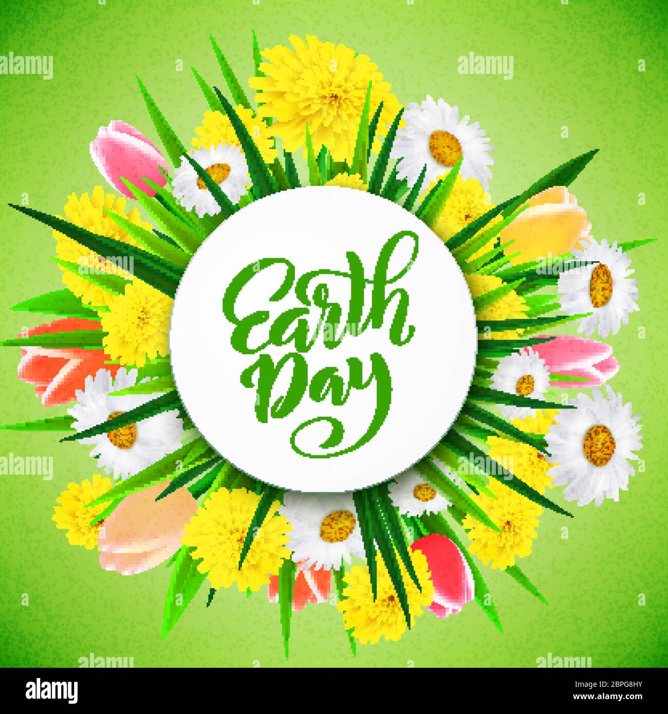 Earth day. Template for poster with handdrawn lettering. Vector ...