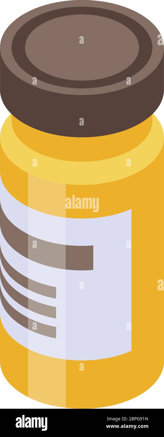 Pill glass jar icon, isometric style Stock Vector