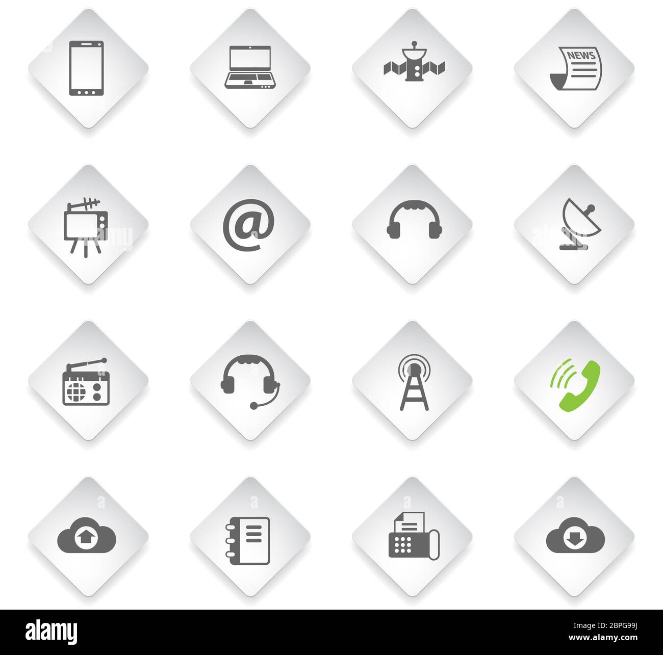 communication flat rhombus web icons for user interface design Stock ...