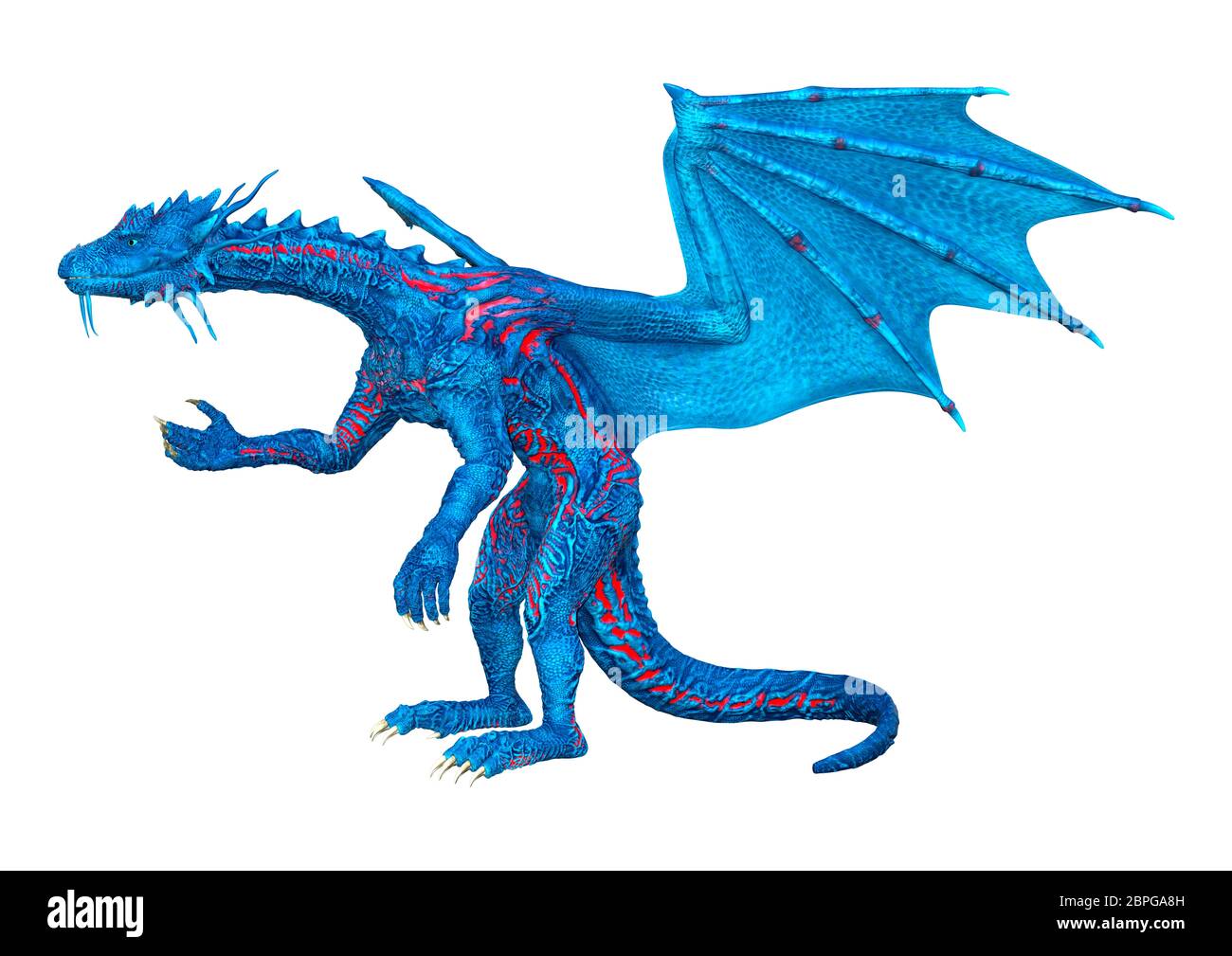 3D rendering of a blue fantasy dragon isolated on white background ...