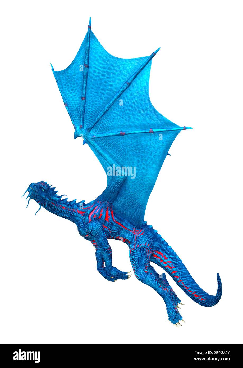 3D rendering of a blue fantasy dragon isolated on white background ...