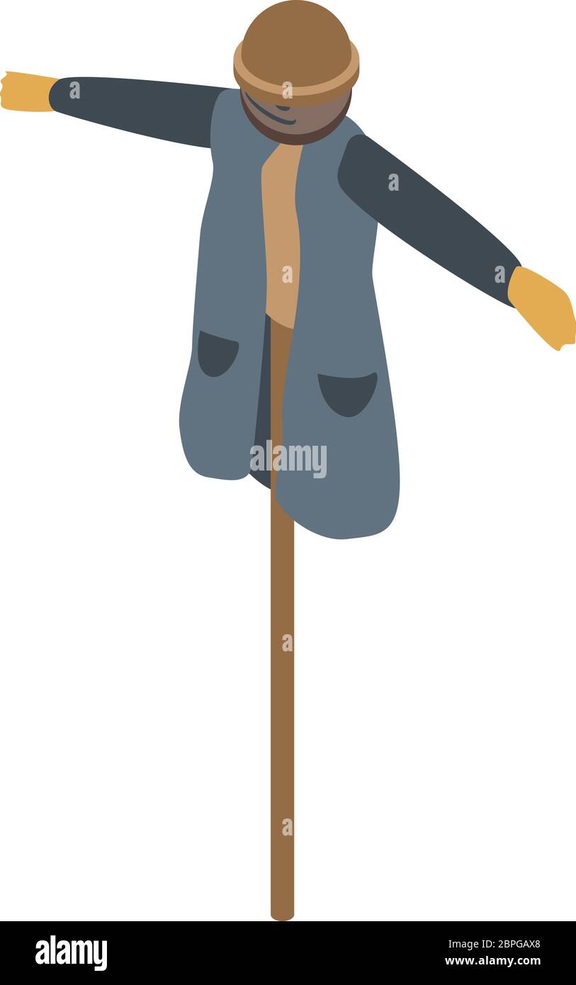 Summer scarecrow icon, isometric style Stock Vector