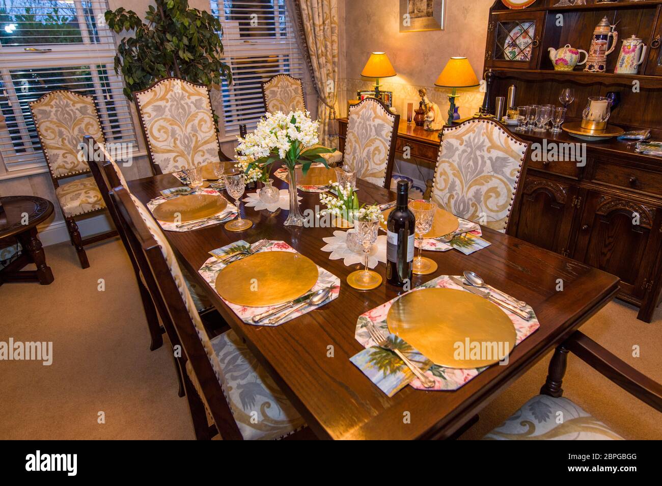 Luxury Dining Table Set For Meal In Dining Room England Uk Stock Photo Alamy