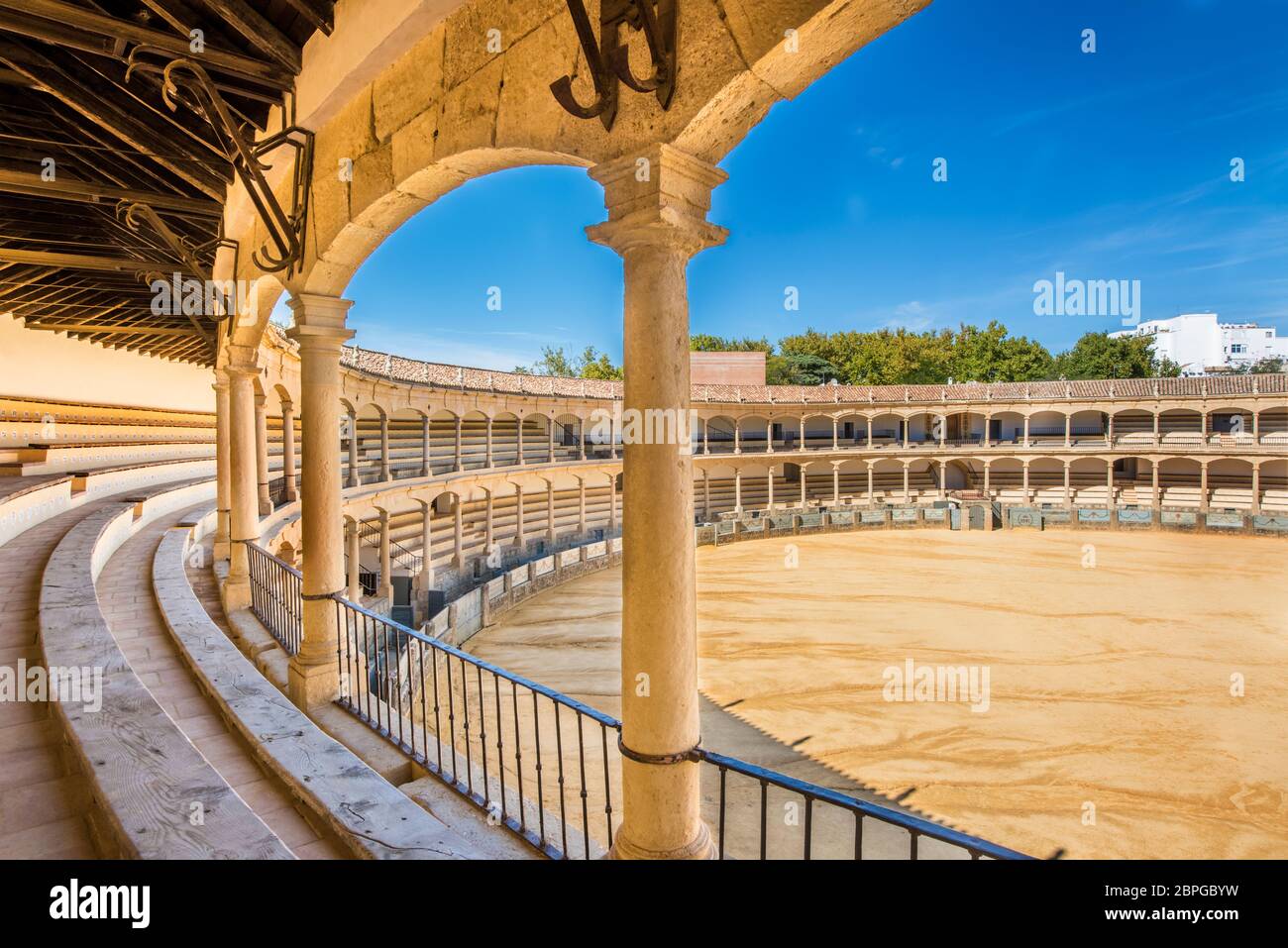 Plaza de Toros de Ronda,Bullring,Ronda,Malaga, Andalucia,Andalusia,Southern Spain,Costa Del Sol,Spain, Europe,home of the Rondeño style of bullfightin Stock Photo